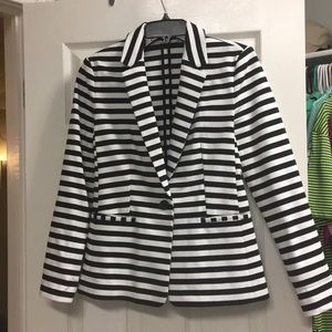 Express black and white striped blazer
